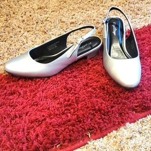 Silver slingback Shoes size 10